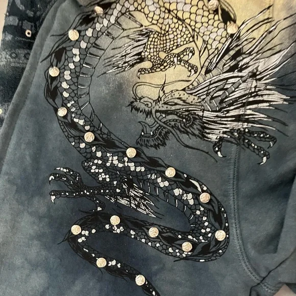BLING DRAGON HOODIE Asian vibe Key Closet 2006 Y2K - Picture 11 of 15